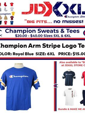 Big & Tall Champion Graphic T Shirt 6XL Royal